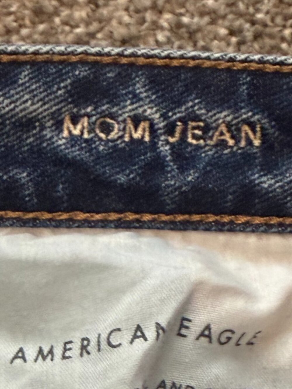 American Eagle Distressed Mom Jeans High Rise Blue - Size 12 Long